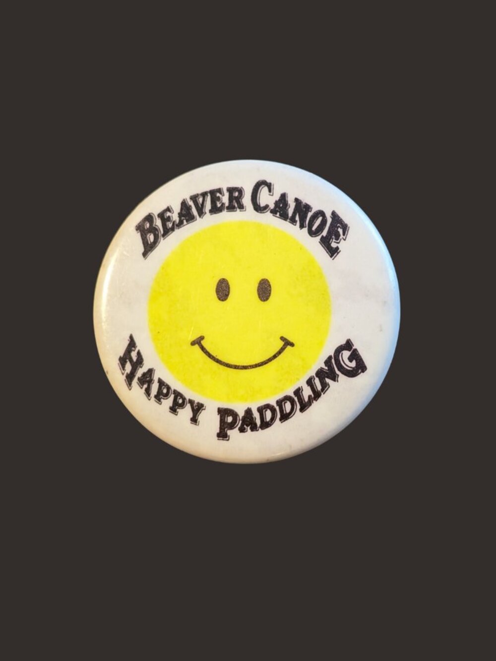 BOGO Vintage Beaver Canoe "Happy Paddling" 1.75" Button